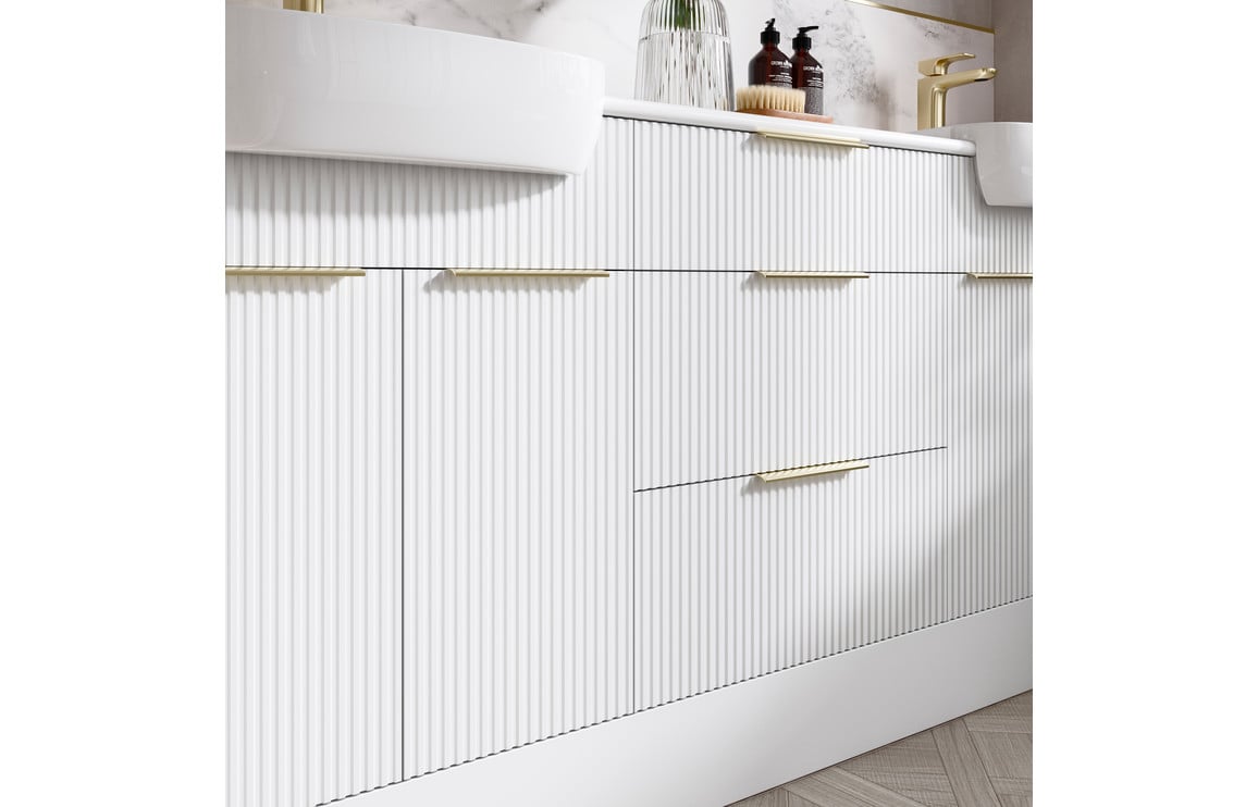 Tarak 1542mm Basin WC & 3 Drawer Unit Pack (LH) - Matt White