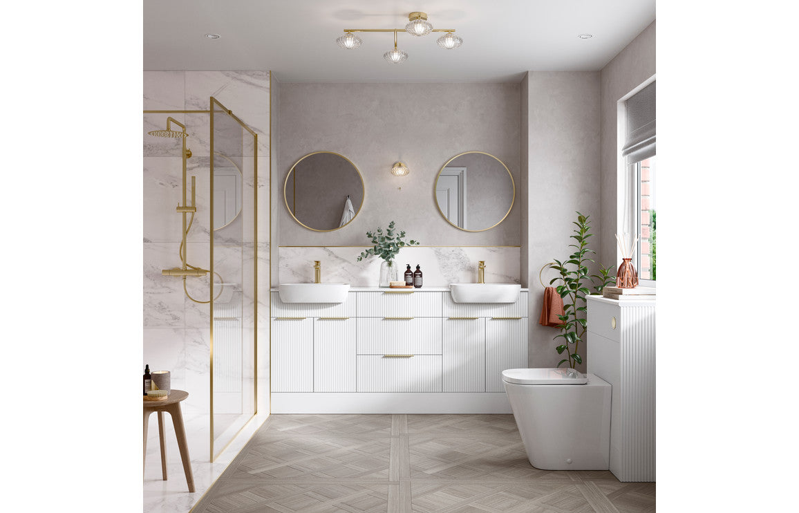 Tarak 1542mm Basin  WC & 1 Door Unit Pack (LH) - Matt White