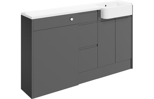 Venus 1542mm Basin  WC & 3 Drawer Unit Pack (LH) - Onyx Grey Gloss
