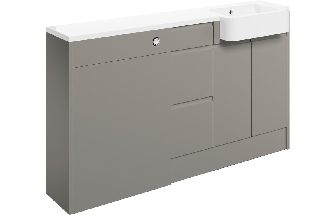 Venus 1542mm Basin  WC & 3 Drawer Unit Pack (LH) - Pearl Grey Gloss