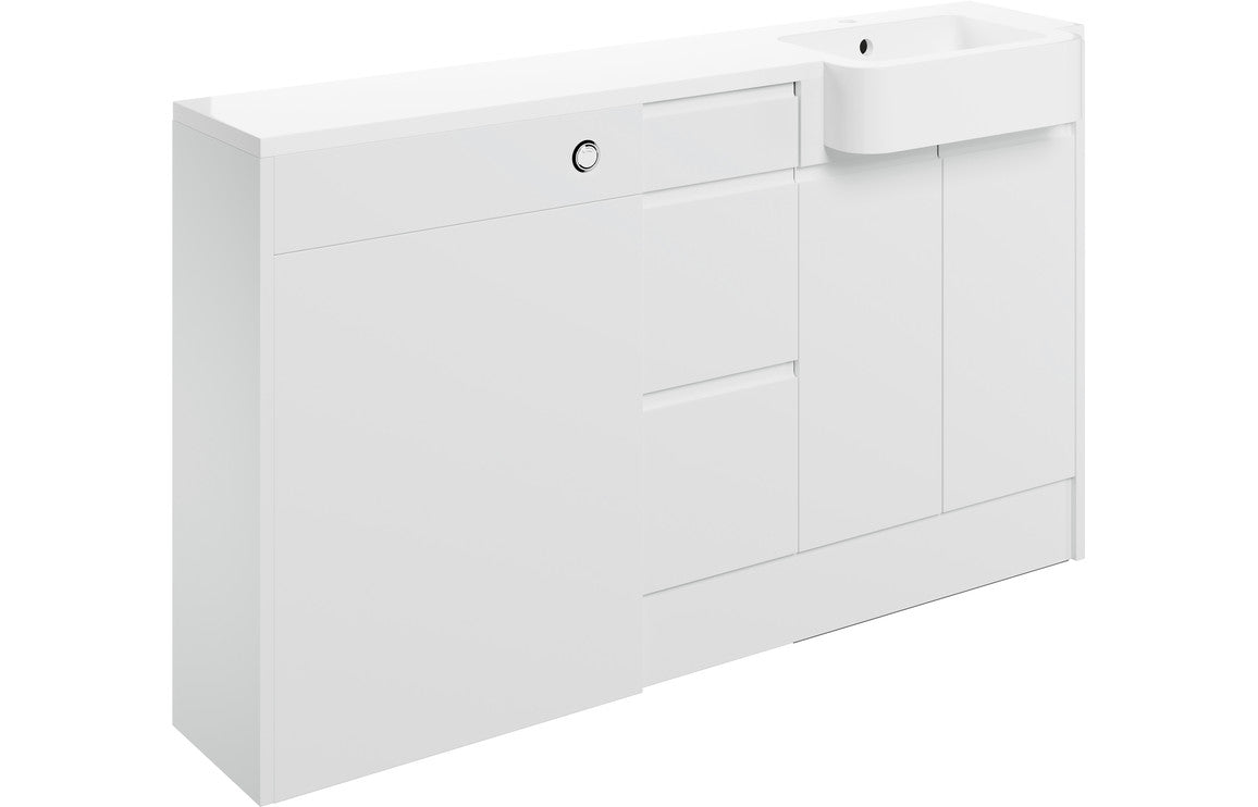 Venus 1542mm Basin  WC & 3 Drawer Unit Pack (RH) - White Gloss