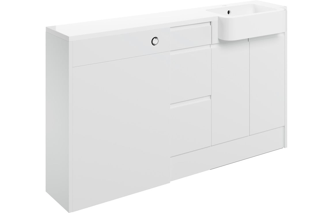 Venus 1542mm Basin  WC & 3 Drawer Unit Pack (LH) - White Gloss
