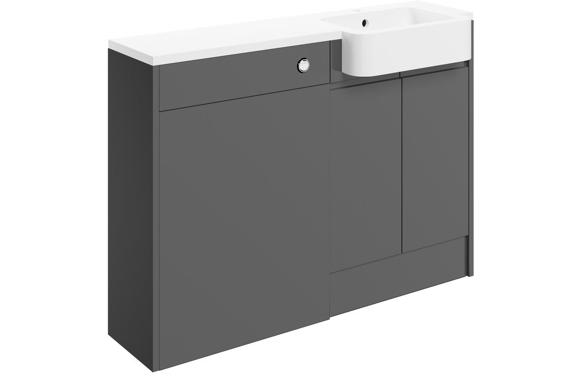 Venus 1242mm Basin & WC Unit Pack (RH) - Onyx Grey Gloss