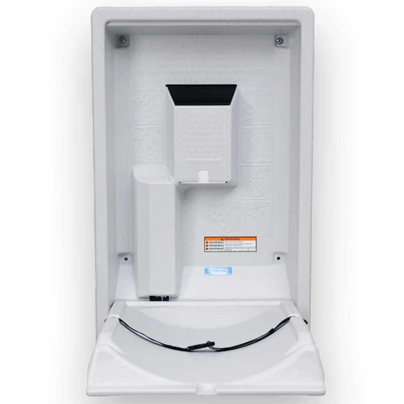 Vertical Baby Changing Table, White Granite open