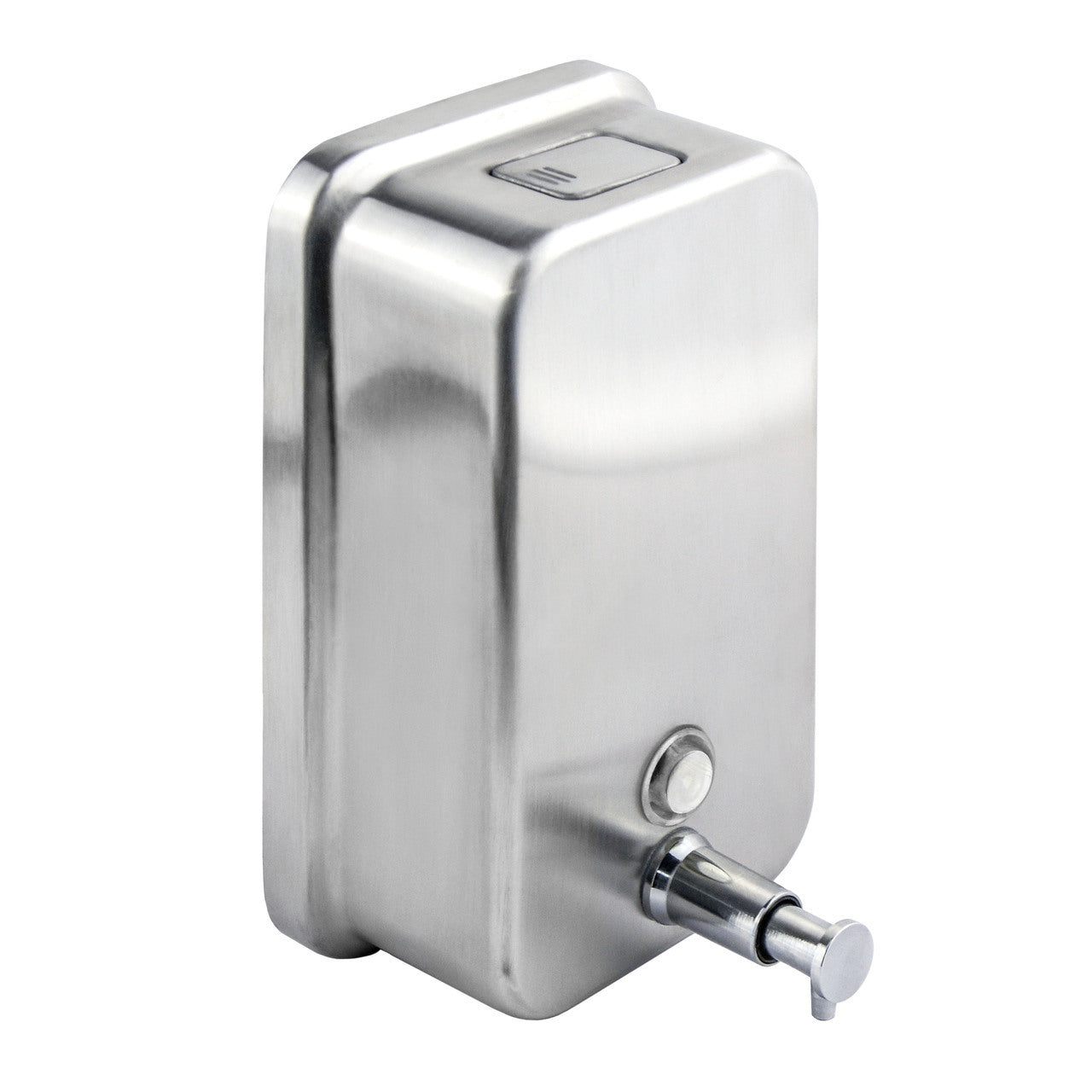Platinum Vertical Keyless Soap Dispenser Brushed Satin Side View
