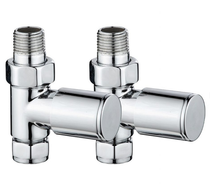 Platinum Round Straight Manual Radiator Valves Polished Chrome