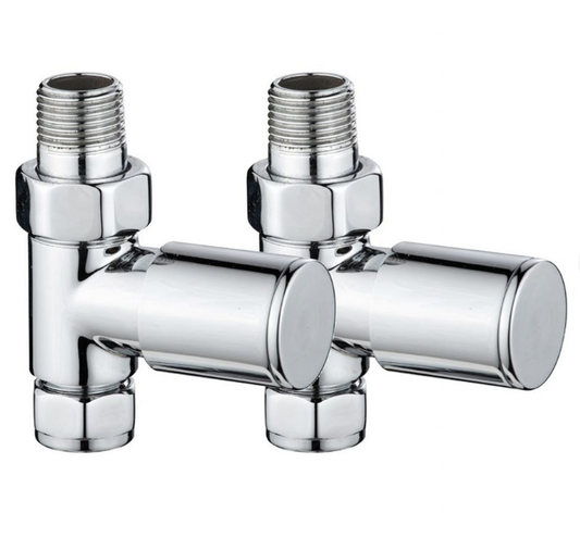 Platinum Round Straight Manual Radiator Valves Polished Chrome