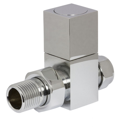 Platinum Square Straight Manual Radiator Valves Chrome