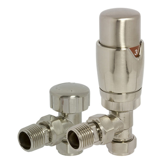 Angled TRV and Lockshield Brushed Nickel