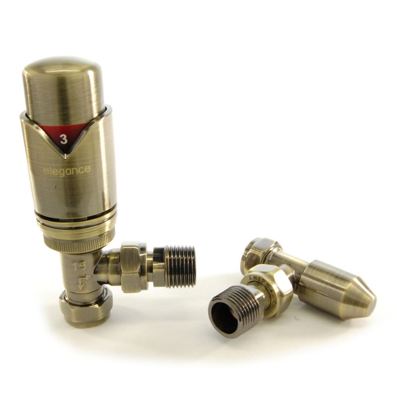 Angled TRV and Lockshield Antique Brass