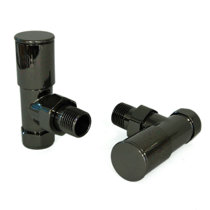 Platinum Round Angled Manual Radiator Valves Black Nickel