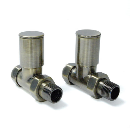 Platinum Round Straight Manual Radiator Valves Antique Brass