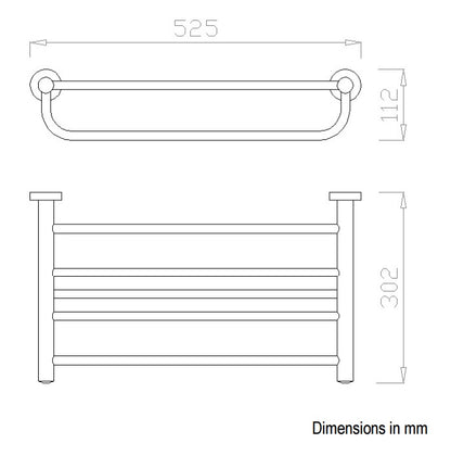 Chrome Towel Shelf dimensions, 16358B
