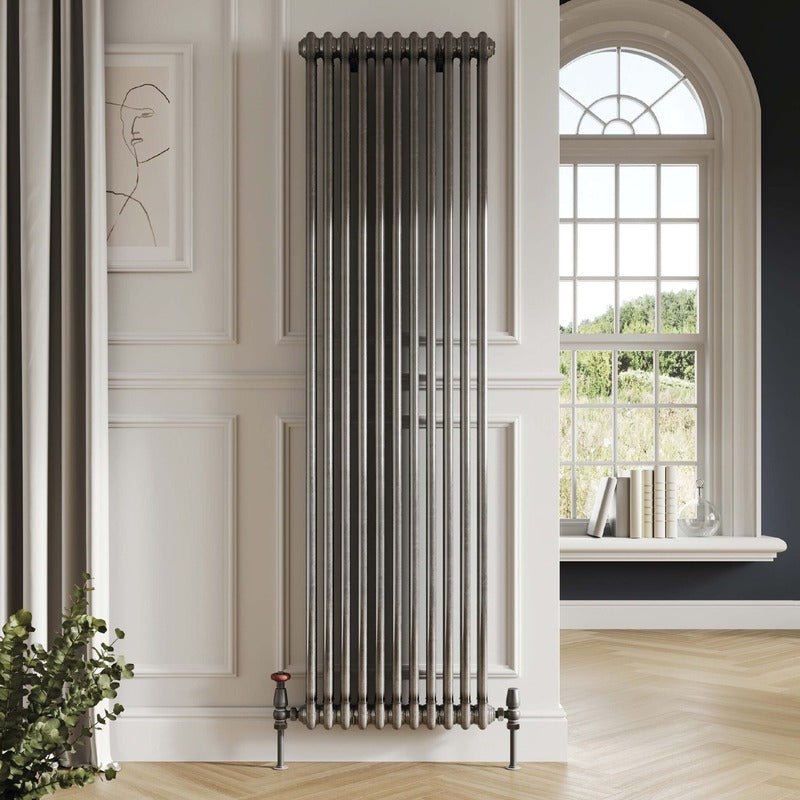 2 Column Vertical Designer Radiator Raw Metal 
