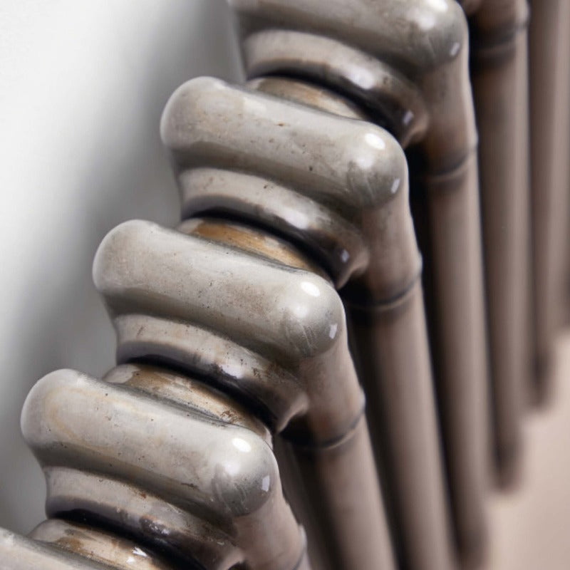 2 Column Horizontal Designer Radiator Raw Metal 
Close up