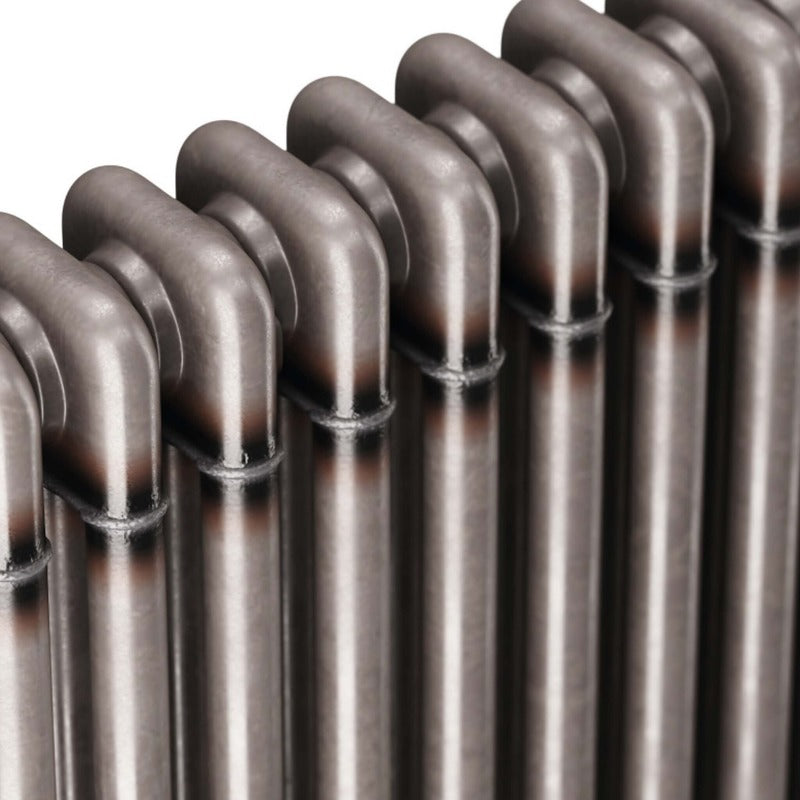 3 Column Horizontal Designer Radiator Raw Metal 
Close up