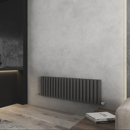 Nirvana Designer Shorter Height Horizontal Radiator
Anthracite 
Angled 
