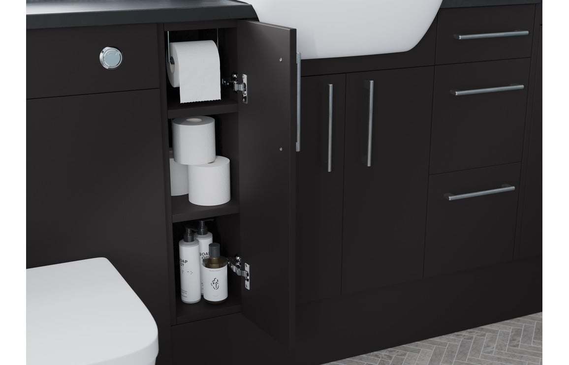 Atlas 1542mm Basin  WC & 3 Drawer Unit Pack (RH) - Matt Graphite Grey