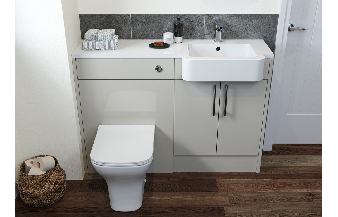 Atlas 1242mm Basin & WC Unit Pack (LH) - Light Grey Gloss