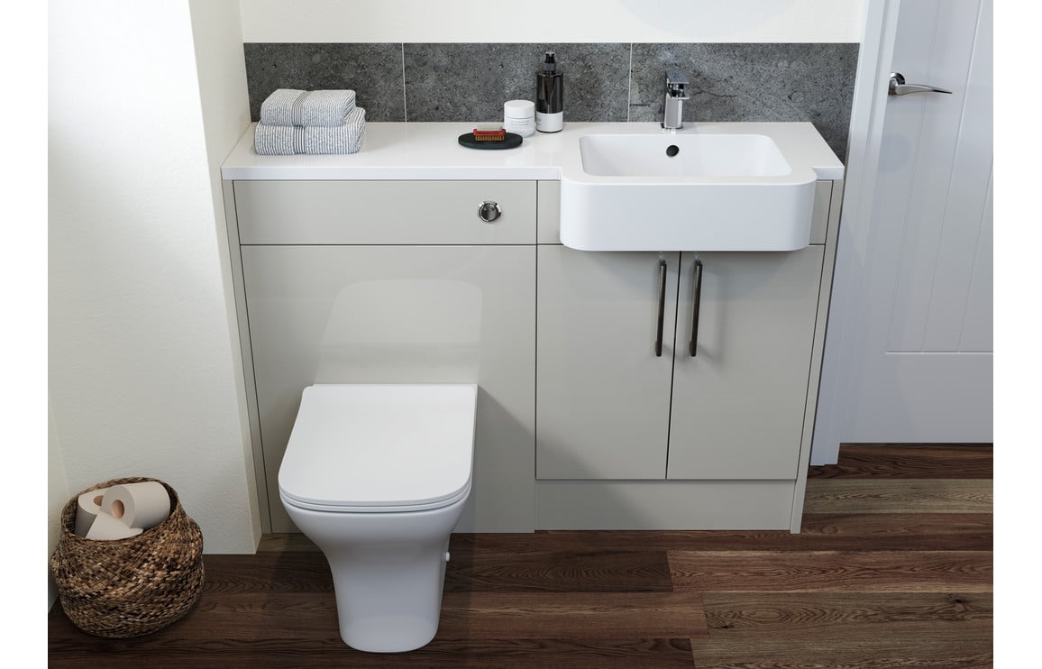 Atlas 1542mm Basin  WC & 3 Drawer Unit Pack (RH) - Light Grey Gloss