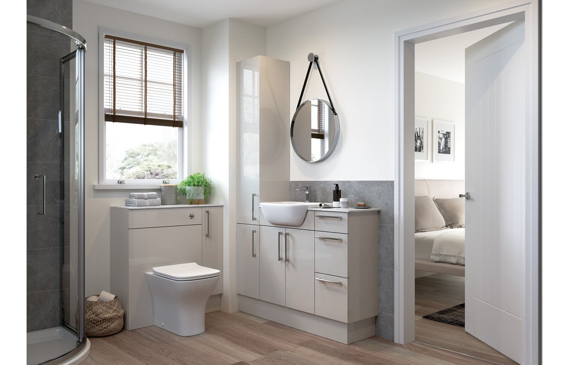 Atlas 1242mm Basin & WC Unit Pack (RH) - Light Grey Gloss