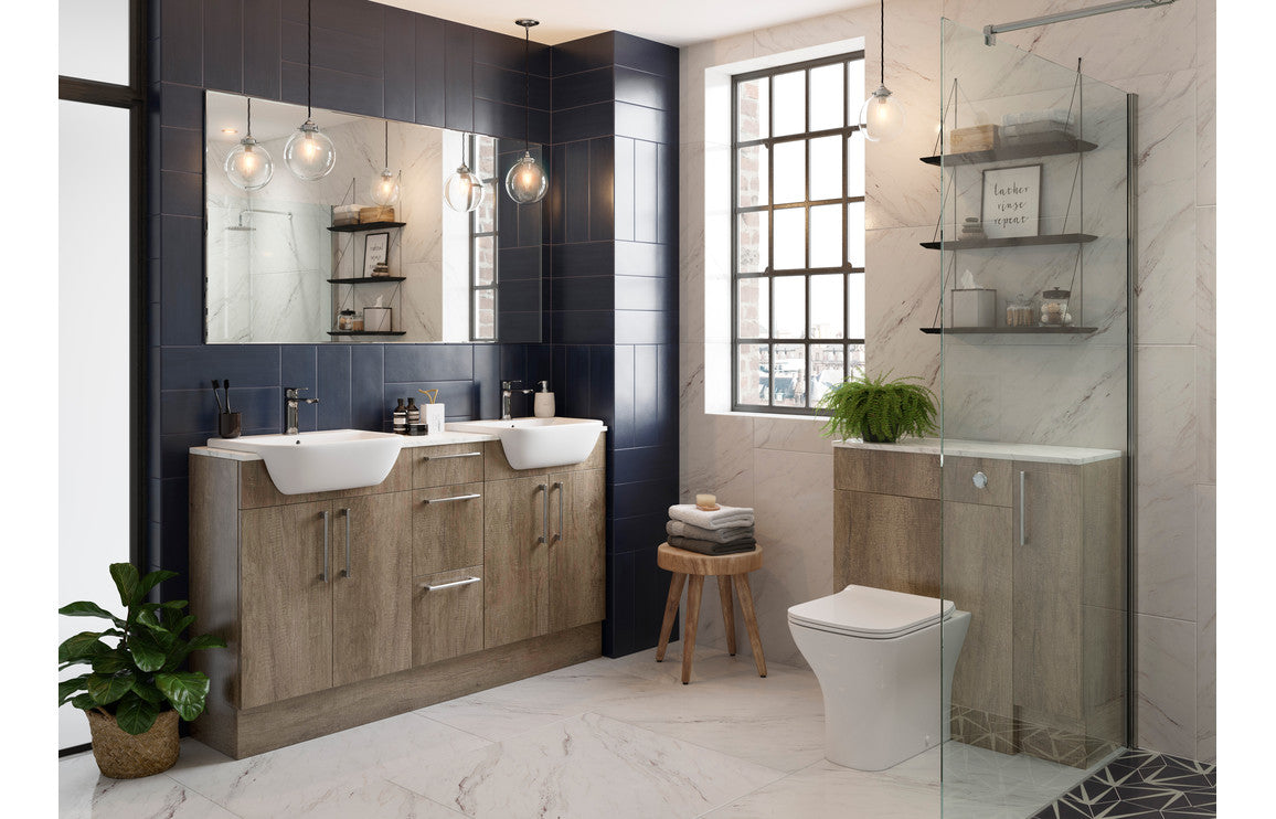 Atlas 1542mm Basin  WC & 3 Drawer Unit Pack (RH) - Nebraska Oak