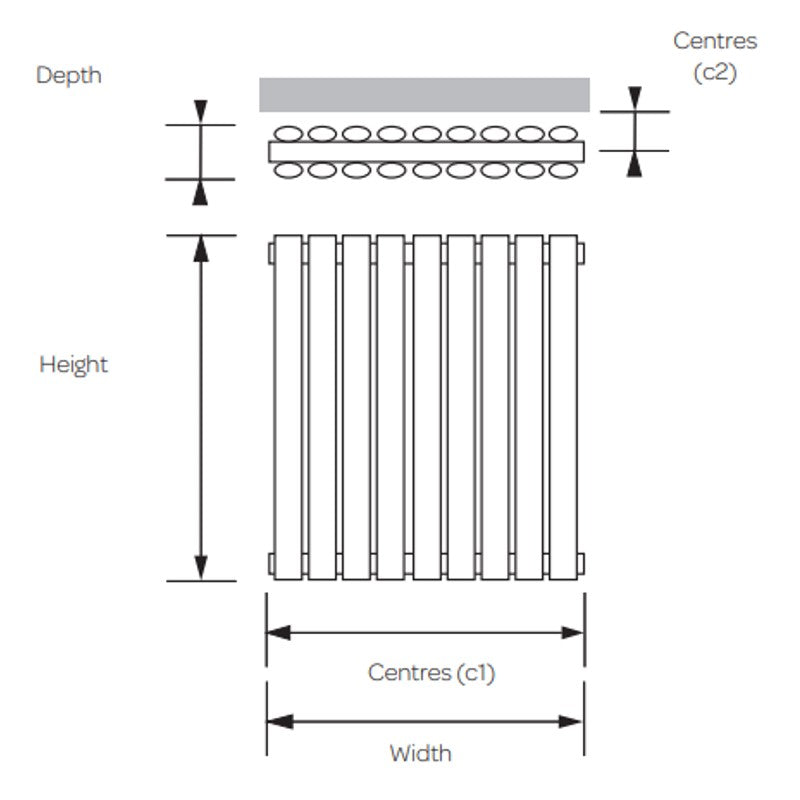Kartell Aspen Horizontal Radiator
Technical Drawing 
