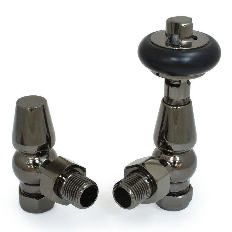 Enzo Angled Manual Radiator Valve Black Nickel