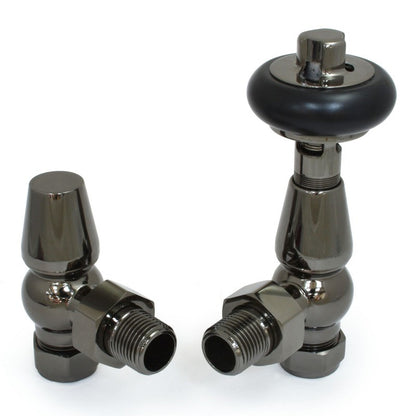 Enzo Angled Manual Radiator Valve Black Nickel