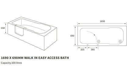 Eazi 1690x690x550mm 0TH Bath (RH)
