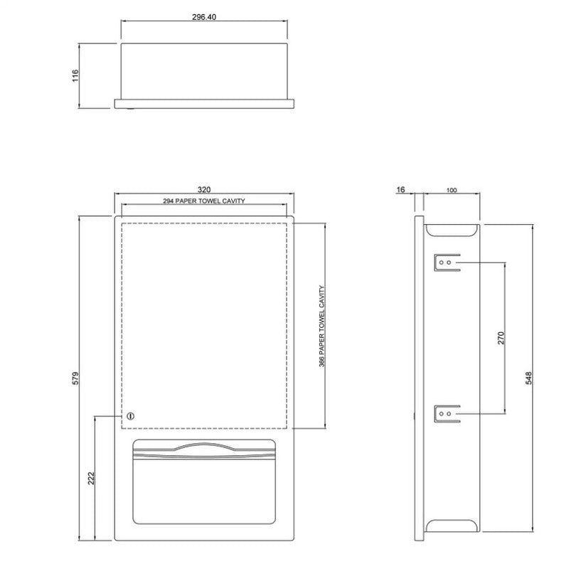 Dolphin Recessed Paper Towel Dispenser
Technical