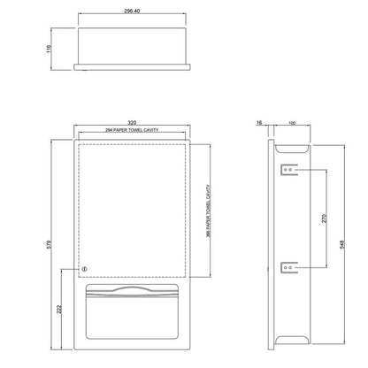 Dolphin Recessed Paper Towel Dispenser
Technical
