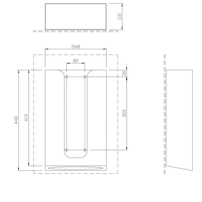 Dolphin Behind Mirror/Surface Mounted Paper Towel Dispenser
technical drawing