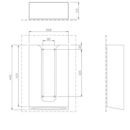 Dolphin Behind Mirror/Surface Mounted Paper Towel Dispenser
technical drawing