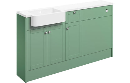 Badar 1542mm Basin  WC & 1 Drawer  1 Door Unit Pack (RH) - Matt Sage Green