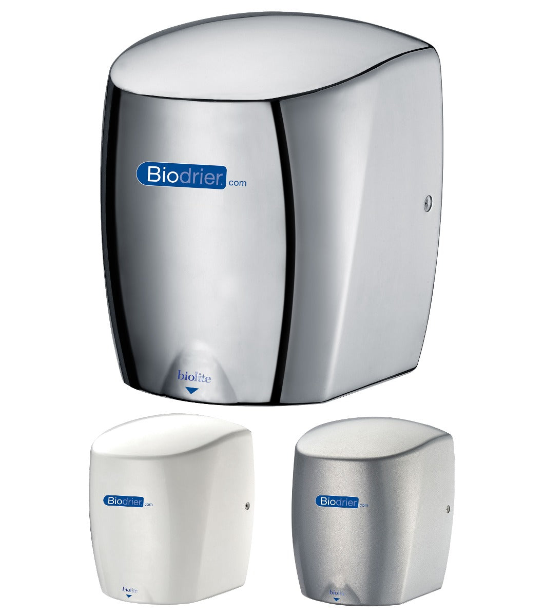 Biodrier biolite hand dryer in 3 finishes