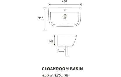 Mahina 450x320mm 1TH Cloakroom Basin & Brushed Brass Bottle Trap