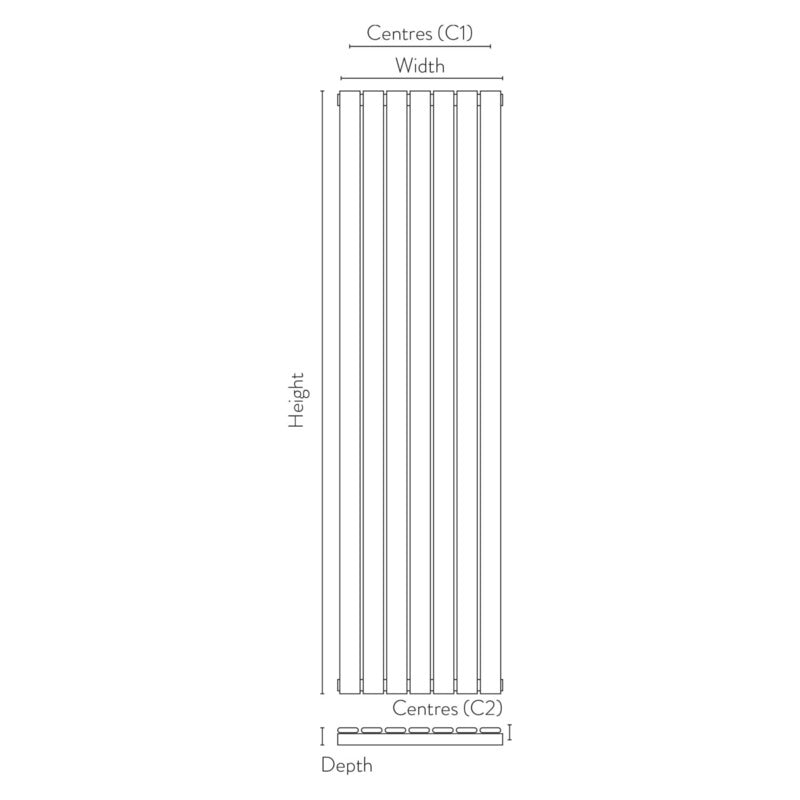 Bravo Vertical Single Radiator
Tapping Centres 
Drawing 