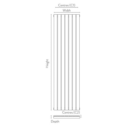 Bravo Vertical Single Radiator
Tapping Centres 
Drawing 