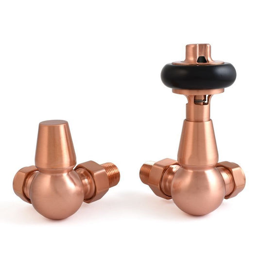 Enzo Corner Manual Radiator Valve Brushed Copper