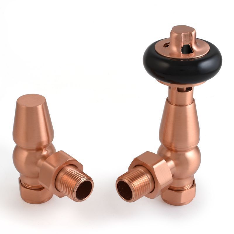 Enzo Angled Manual Radiator Valve Brushed Copper