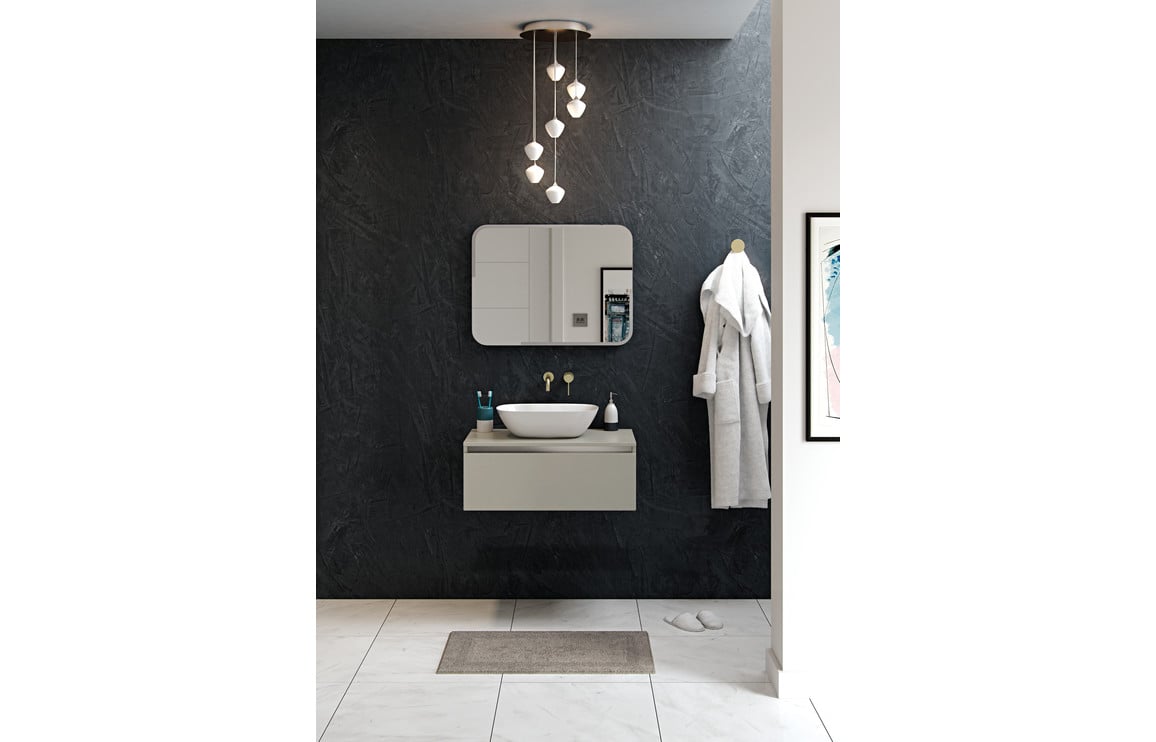 Cordelia 815mm 1 Drawer Wall Hung Basin Unit Inc. Basin - Latte