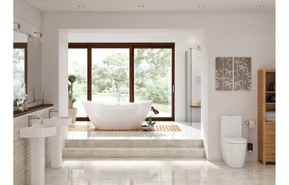 Cresida Rimless Close Coupled Fully Shrouded Comfort Height WC & Soft Close Seat