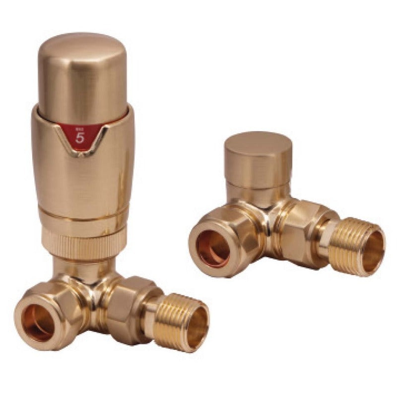 Scudo Designer Corner Valves (Pair) Brushed Brass
