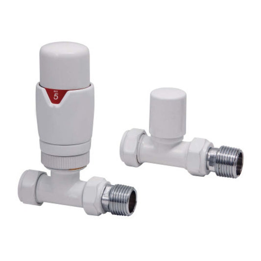 Designer Straight Valves (Pair) White
