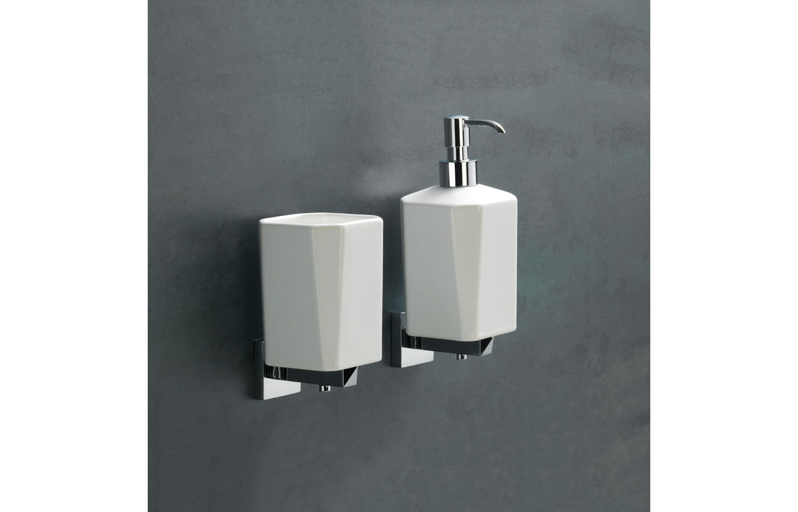 Tarak Wall Mounted Soap Dispenser - Chrome & White