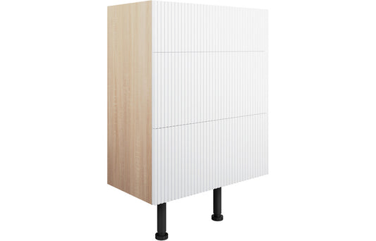 Tarak 600mm 3 Drawer Base Unit - Matt White