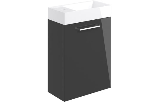 Vesper 410mm Wall Hung 1 Door Basin Unit & Basin - Anthracite Gloss
