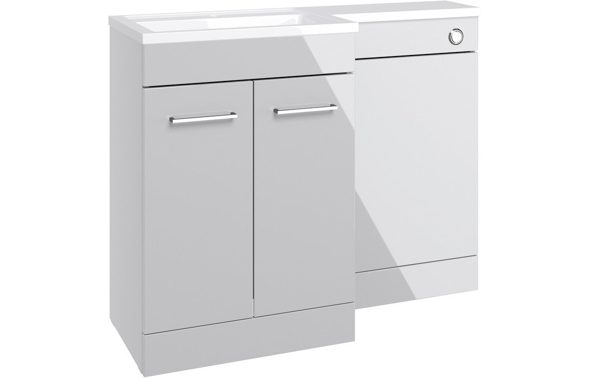 Vesta 1100mm Floor Standing L-Shape Pack & Basin (LH) - Grey Gloss
