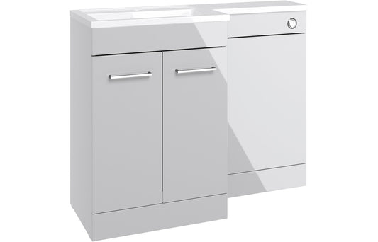 Vesta 1100mm Floor Standing L-Shape Pack & Basin (LH) - Grey Gloss